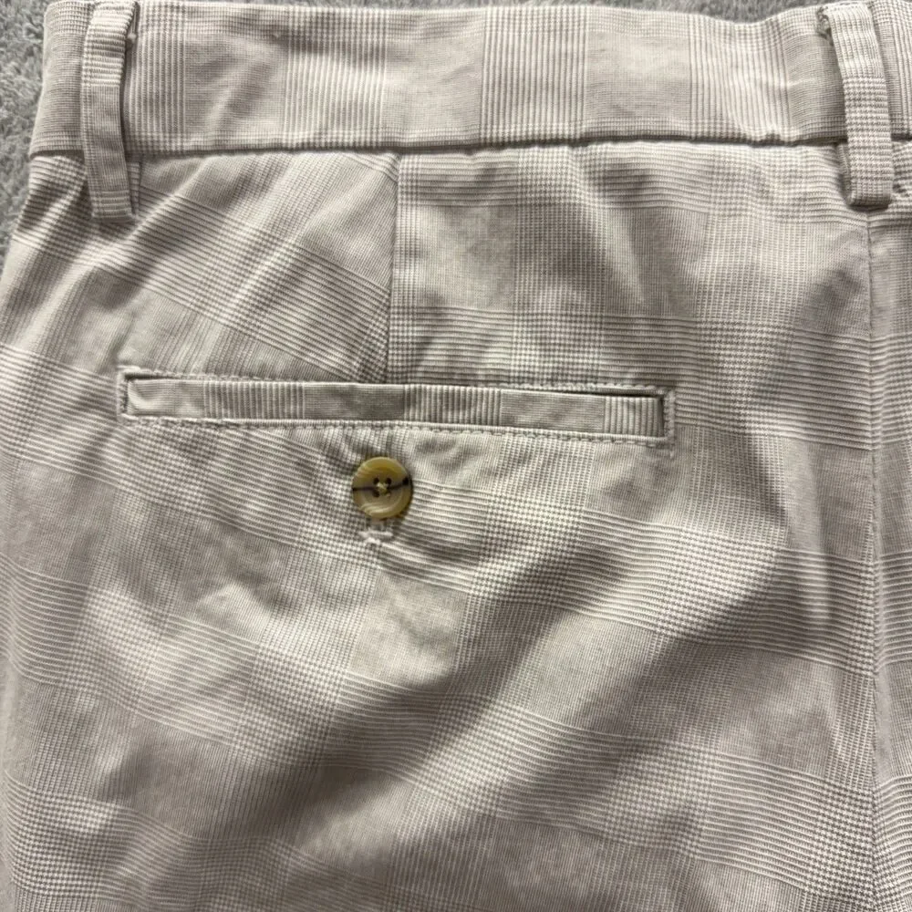 NWT Banana Republic Pants Men 32x34 Grey Plaid Slim Stretch Chino Khaki Golf